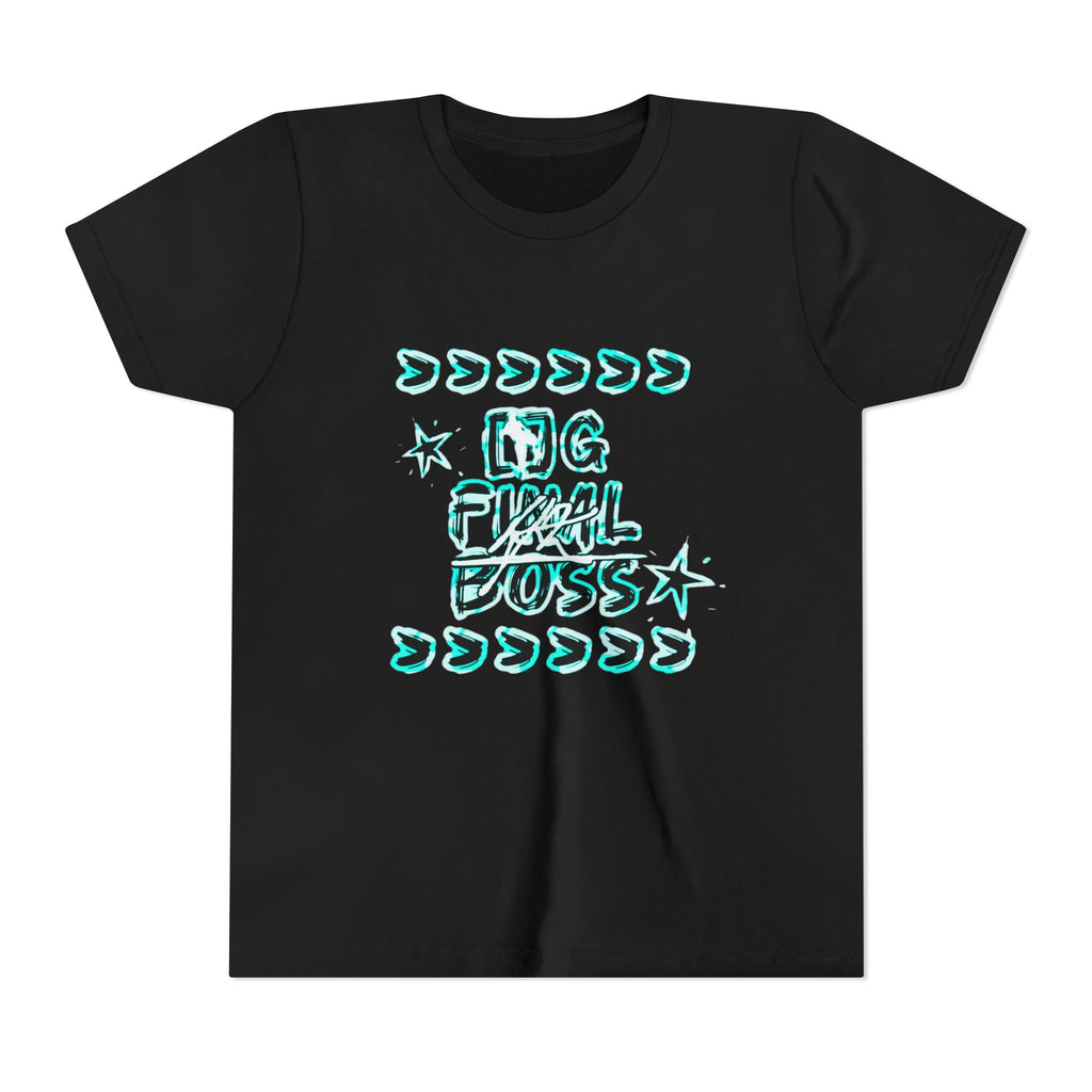 Youth Tee — "OG Final Boss" Graphic Shirt with Cyan Star Nameback