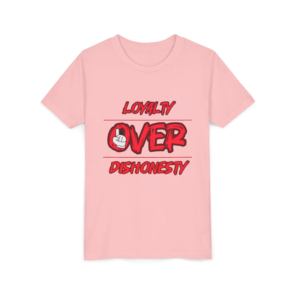 Youth Tee - "Loyalty Over Dishonesty" Graphic T‑Shirt (Red Street Style)