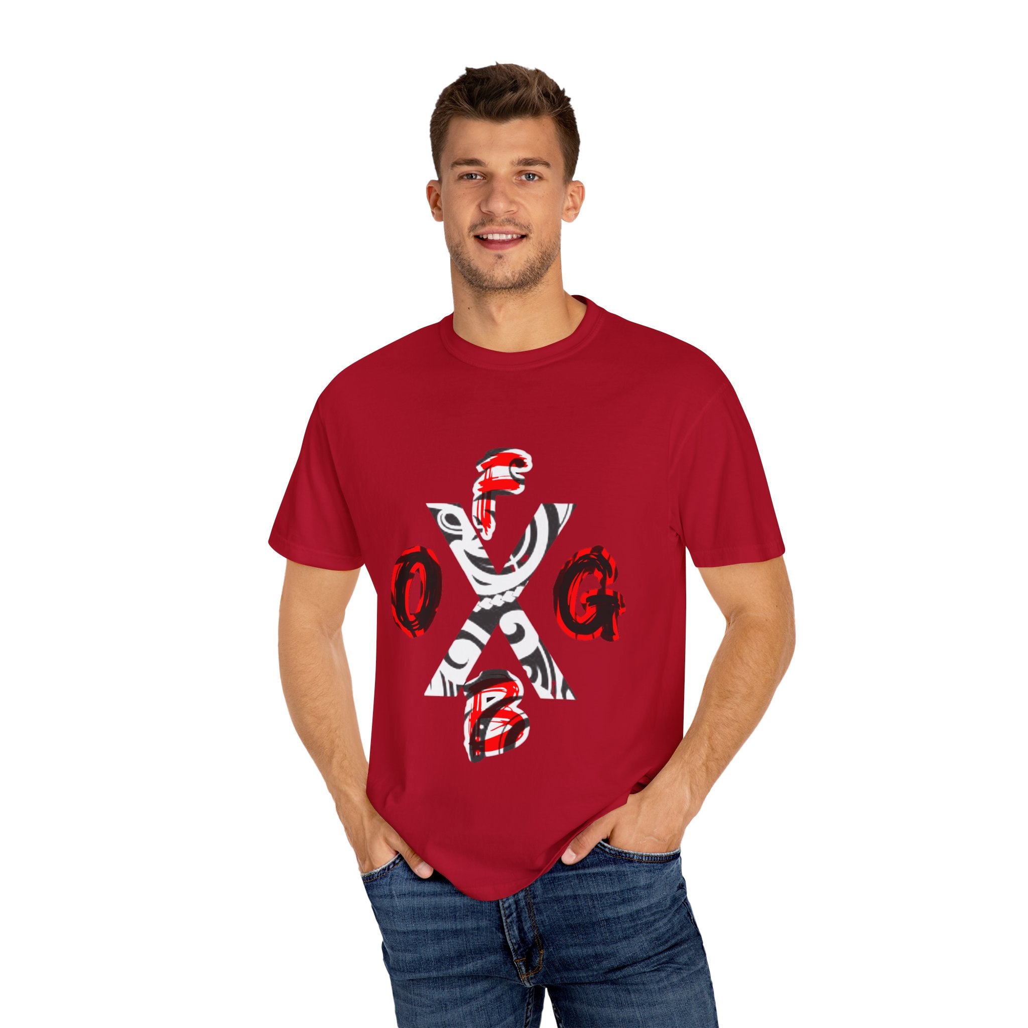 OGFB Abstract Graphic T-Shirt — Red & Black Tribal Lettering