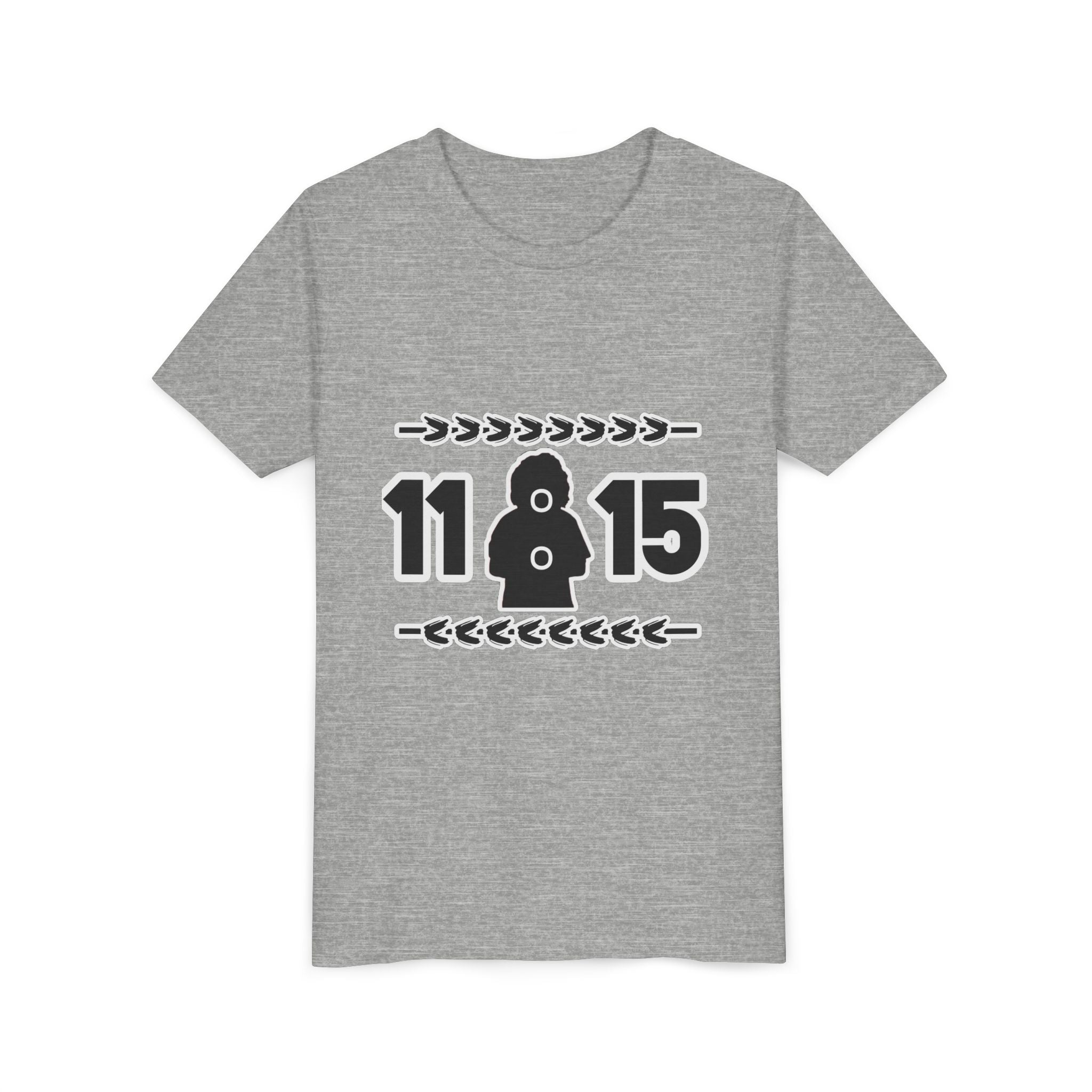 Youth Tee — '11:15' Black Silhouette Date Graphic Kids Shirt
