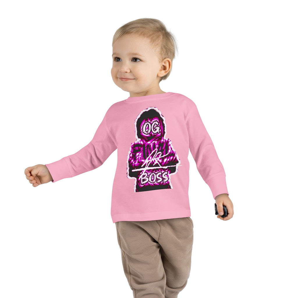Toddler Tee — 'OG Lil Boss' Neon Graphic Long Sleeve