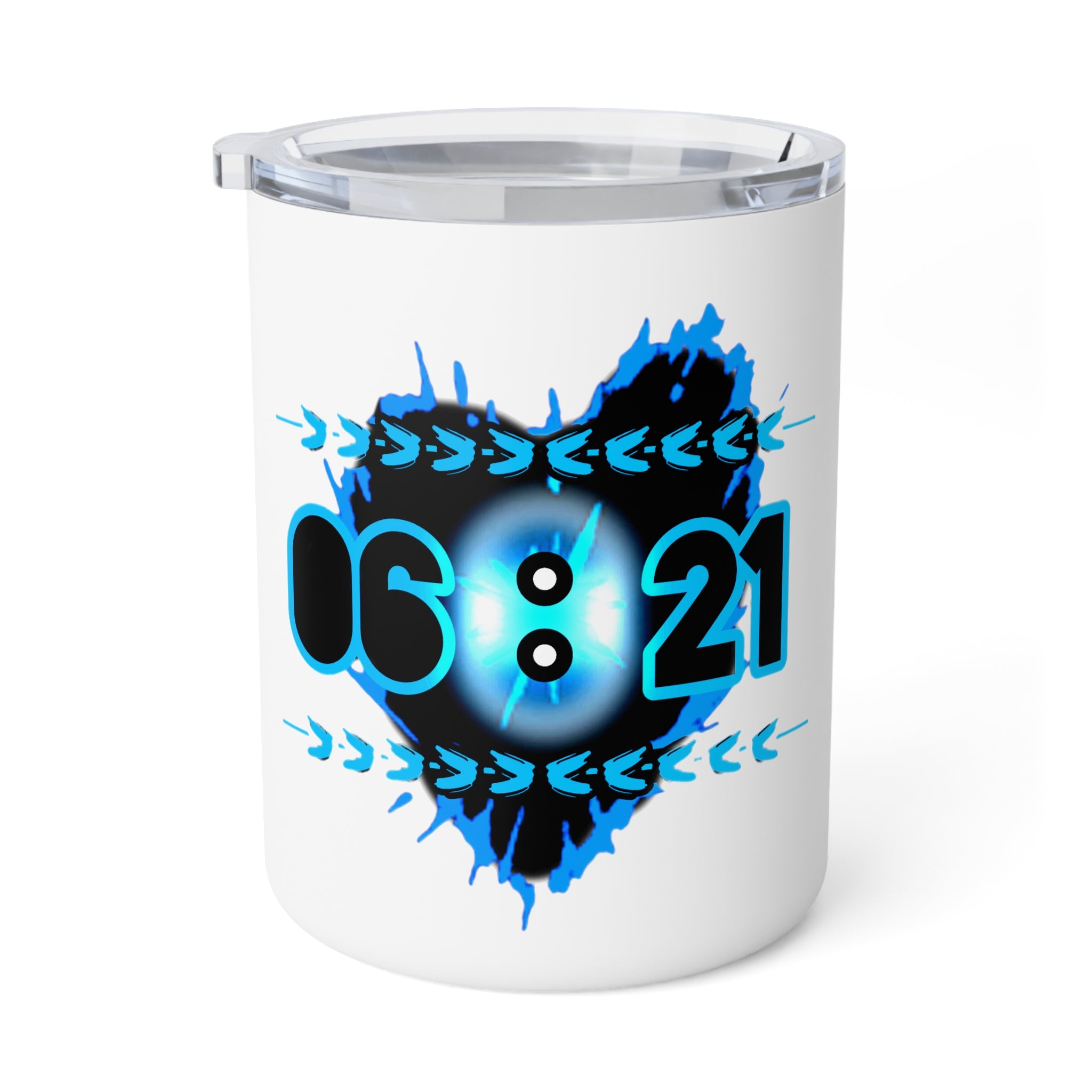 10oz Insulated Coffee Mug — Blue Digital Scripture Design (06:21)