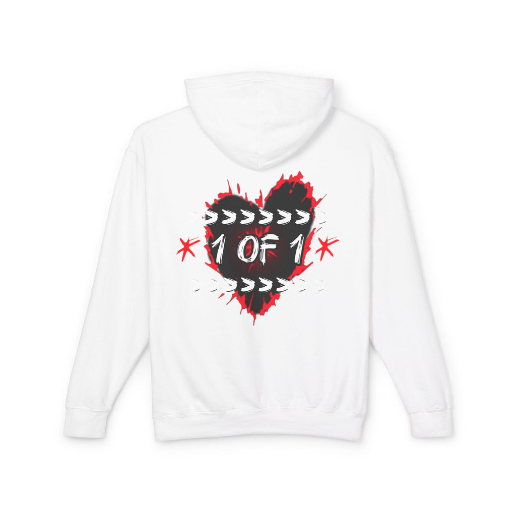 1 of 1 Heart Hoodie — Unique Graphic Lightweight Hooded Sweatshirt