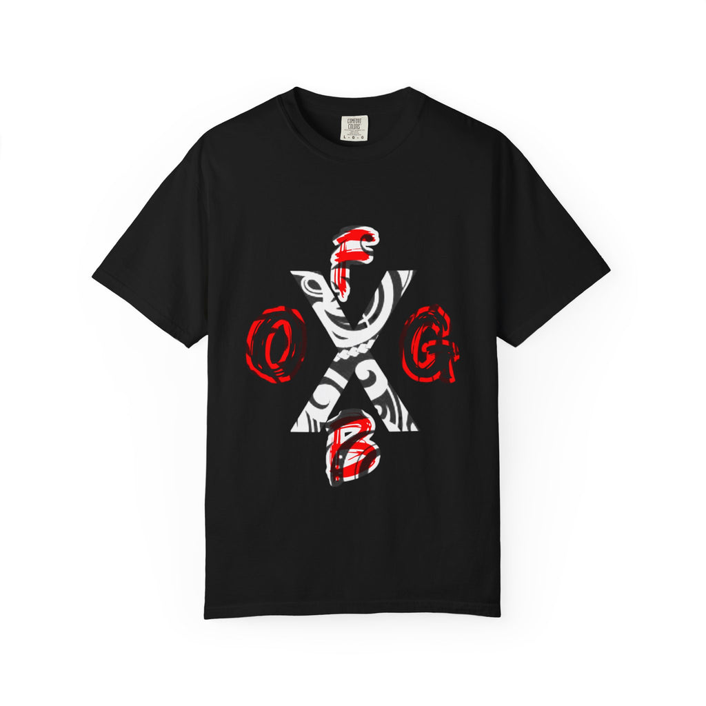 OGFB Abstract Graphic T-Shirt — Red & Black Tribal Lettering