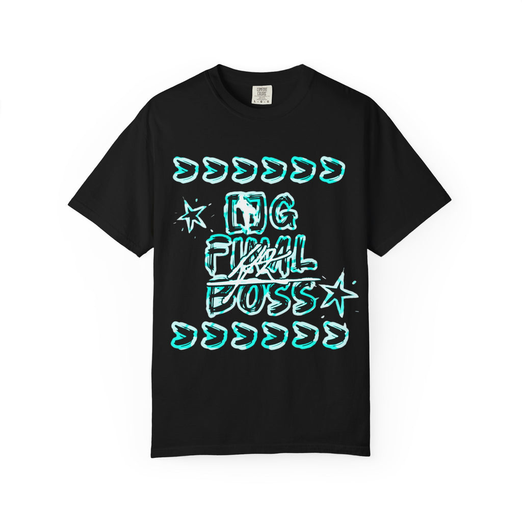 OG Final Boss Graphic Cyan star designed T-shirt - Streetwear