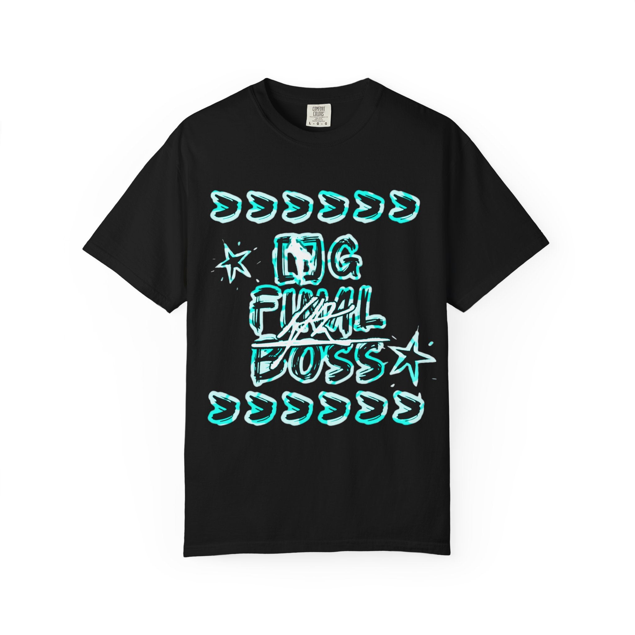 OG Final Boss Graphic Cyan star designed T-shirt - Streetwear