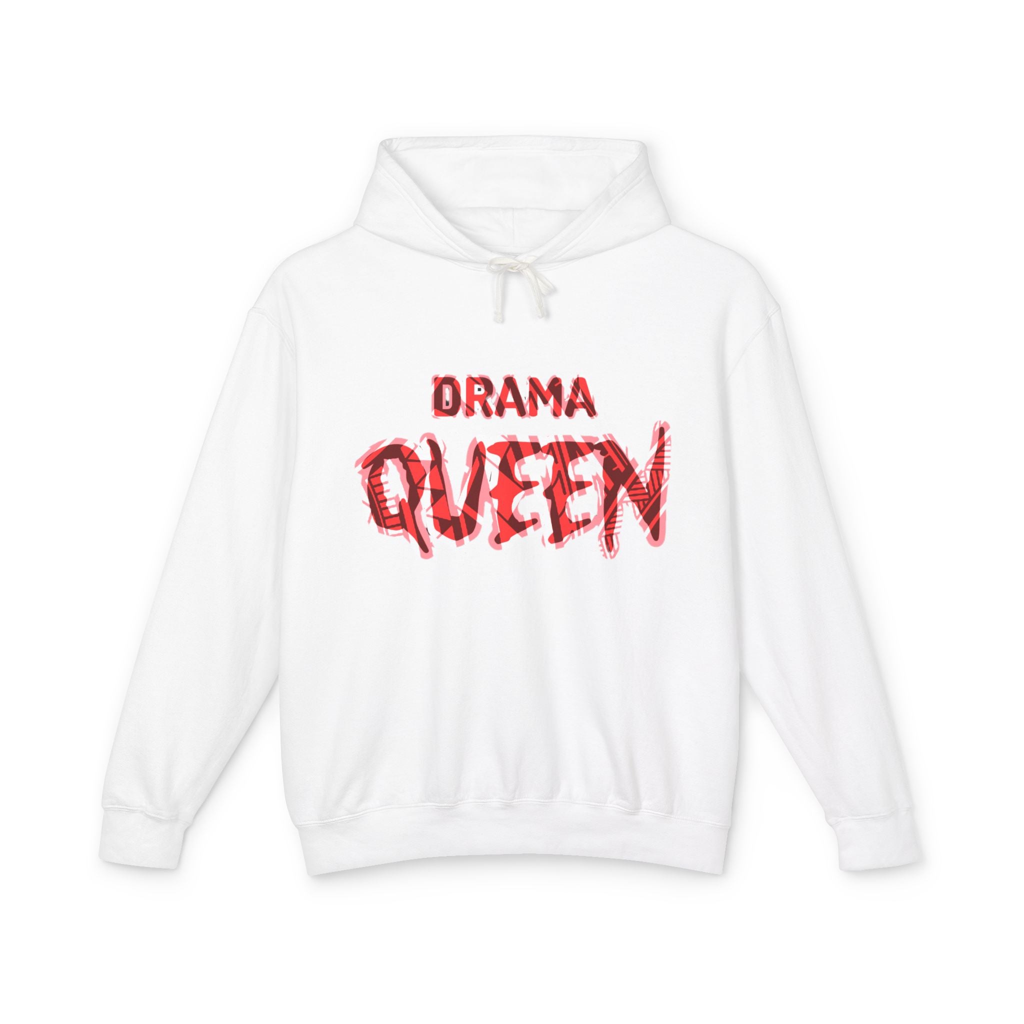 Drama Queen Hoodie — Bold Red Graphic Lightweight Hooded Sweatshirt