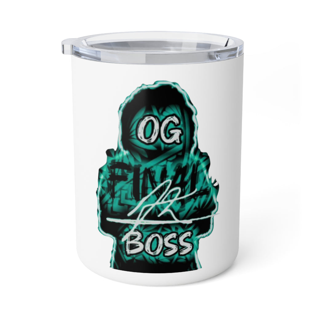 OG Final Boss Insulated Coffee Mug — 10oz Blue Green Hoodie Graphic Travel Mug