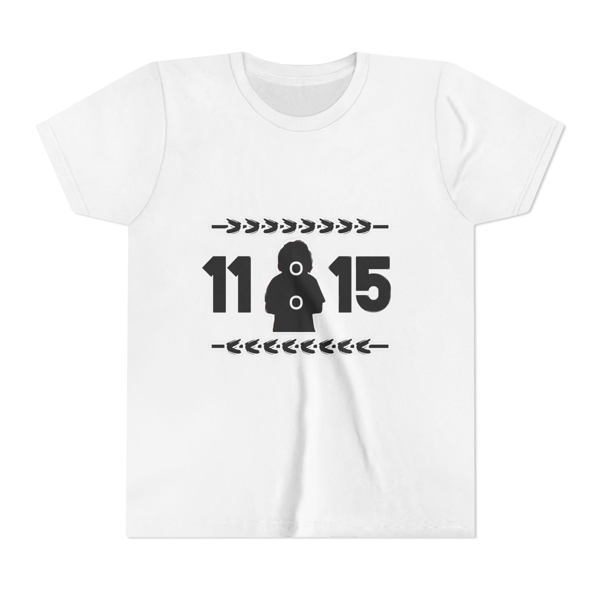 Youth Tee — '11:15' Black Silhouette Date Graphic Kids Shirt