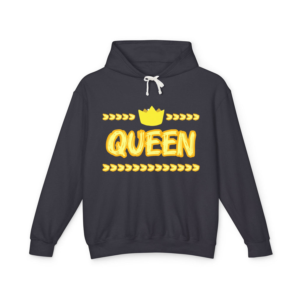 Queen Graphic Hoodie – Yellow Crown "QUEEN" Lightweight Sweatshirt