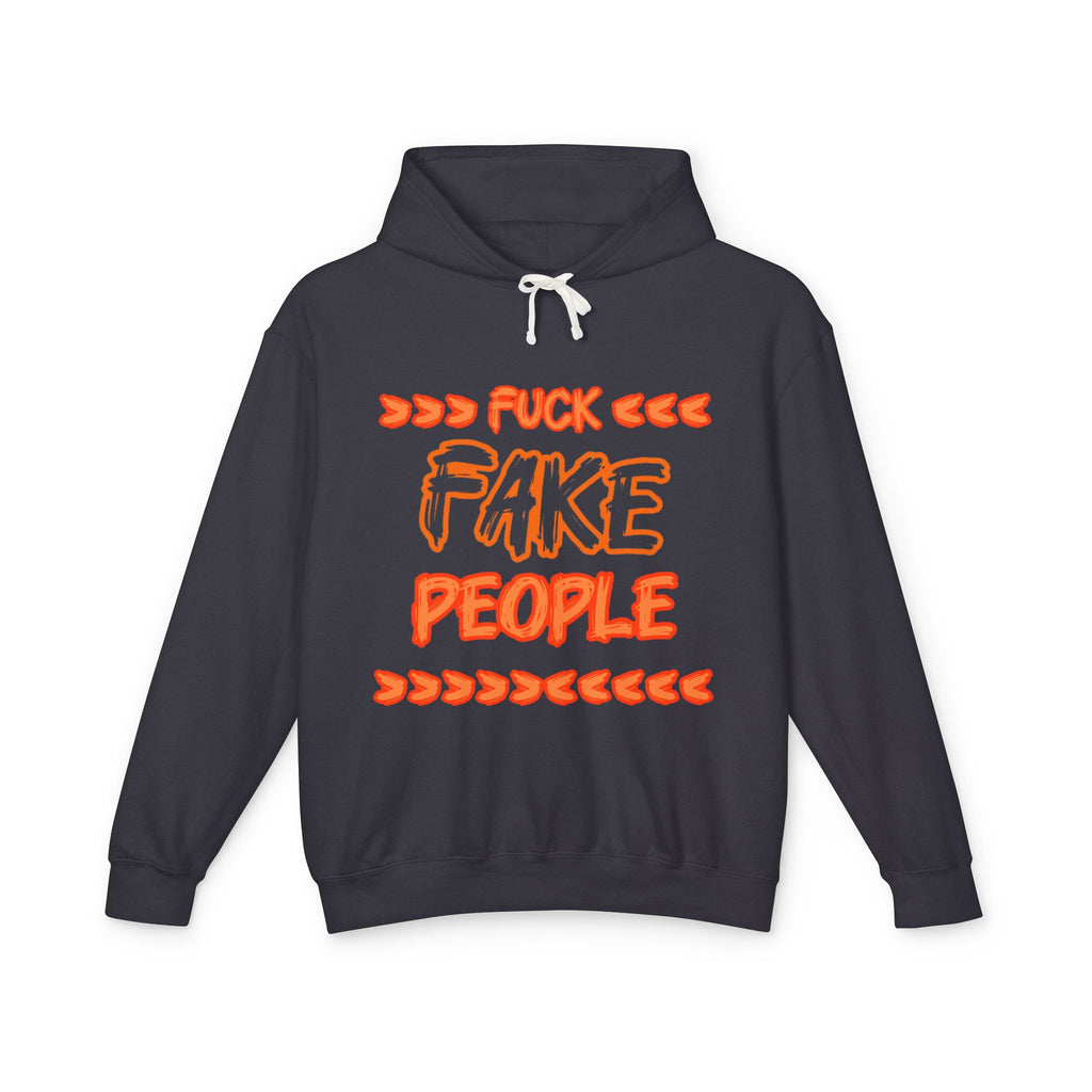 Fuck fake people - Orange Graphic - Unisex Lightweight Hooded Sweatshirt