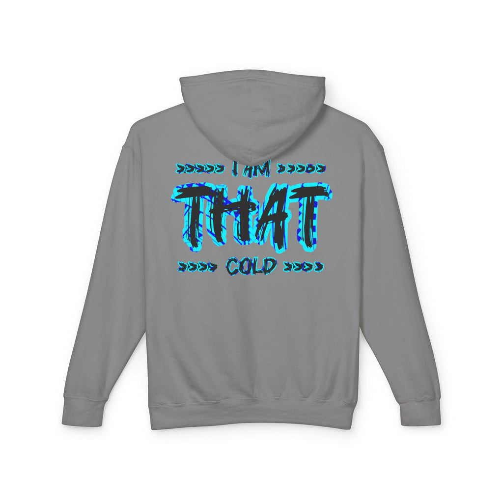 "I AM THAT COLD" Unisex - Streetwear - Neon Blue Graphic Lightweight Hooded Sweatshirt
