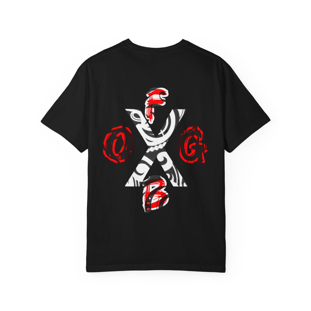 OGFB Abstract Graphic T-Shirt — Red & Black Tribal Lettering