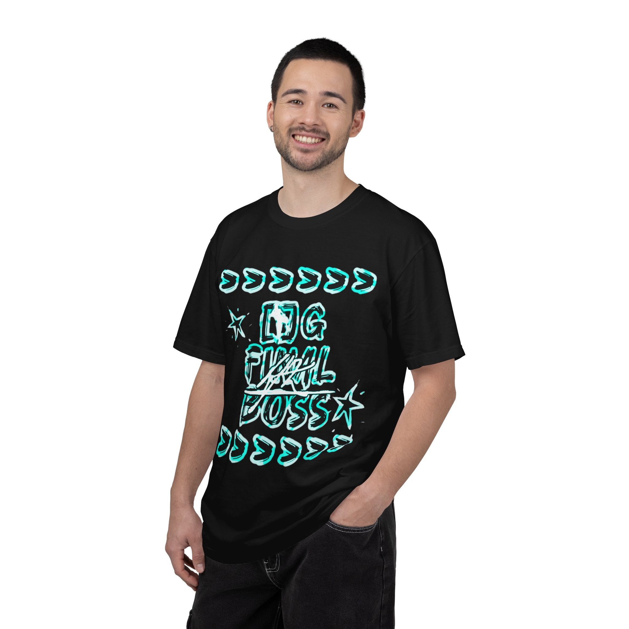 OG Final Boss Graphic Cyan star designed T-shirt - Streetwear