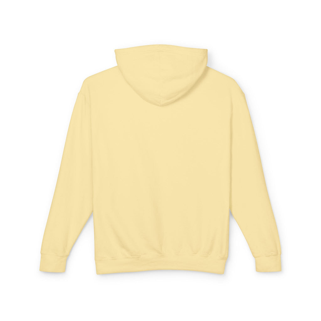 Aura Hoodie — Soft Cream Lightweight Hooded Sweatshirt with Subtle "aura" Script