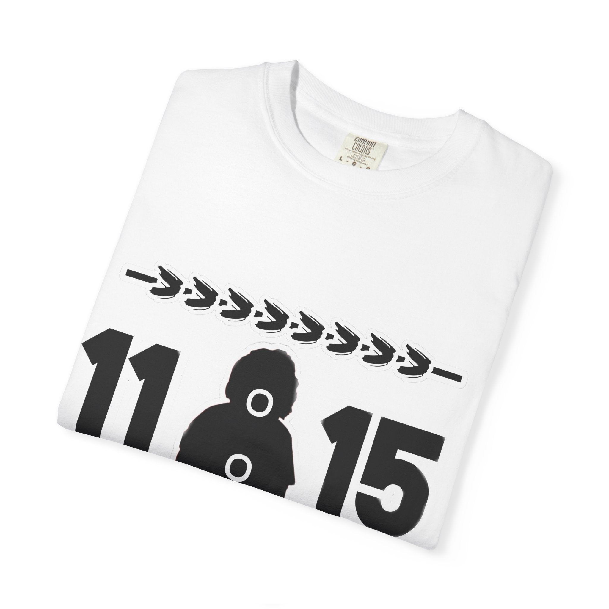 11:15 Hooded Figure Graphic T-Shirt — Minimalist Retro Streetwear