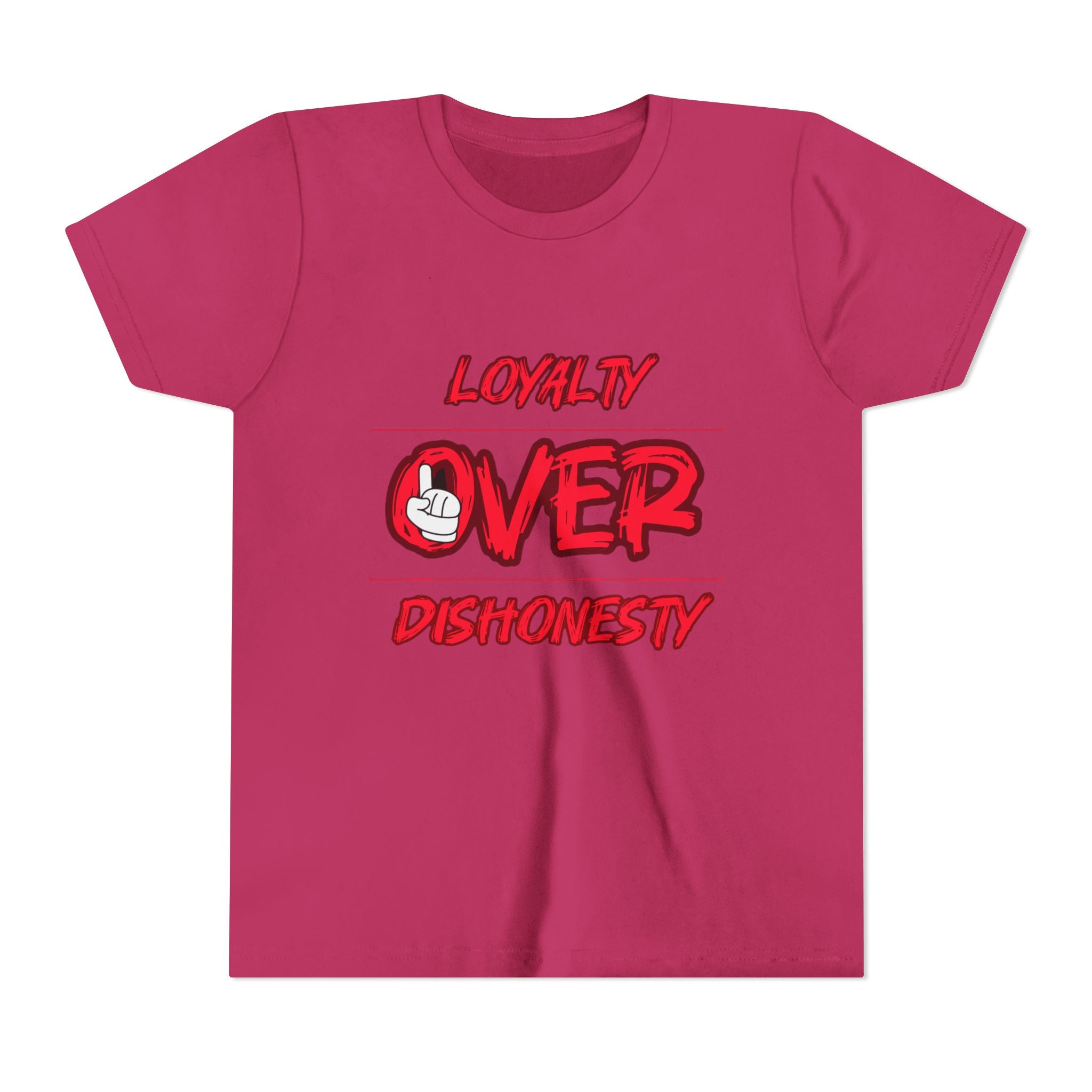 Youth Tee - "Loyalty Over Dishonesty" Graphic T‑Shirt (Red Street Style)
