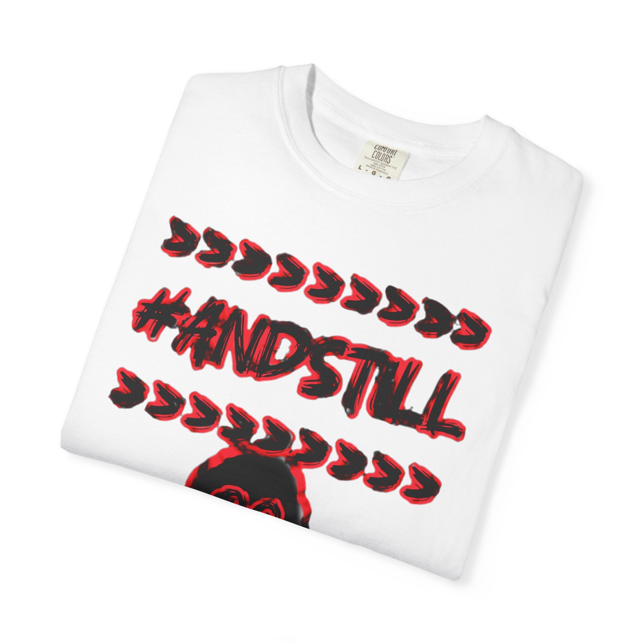 #ANDSTILL Graphic T-Shirt — Retro Glitch Art Tee with Stylized Character