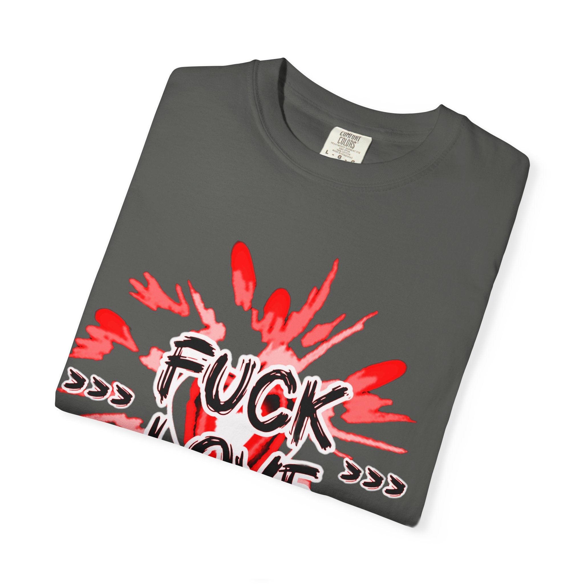 Graphic T-Shirt — "F Love" Bold Red Explosion Tee