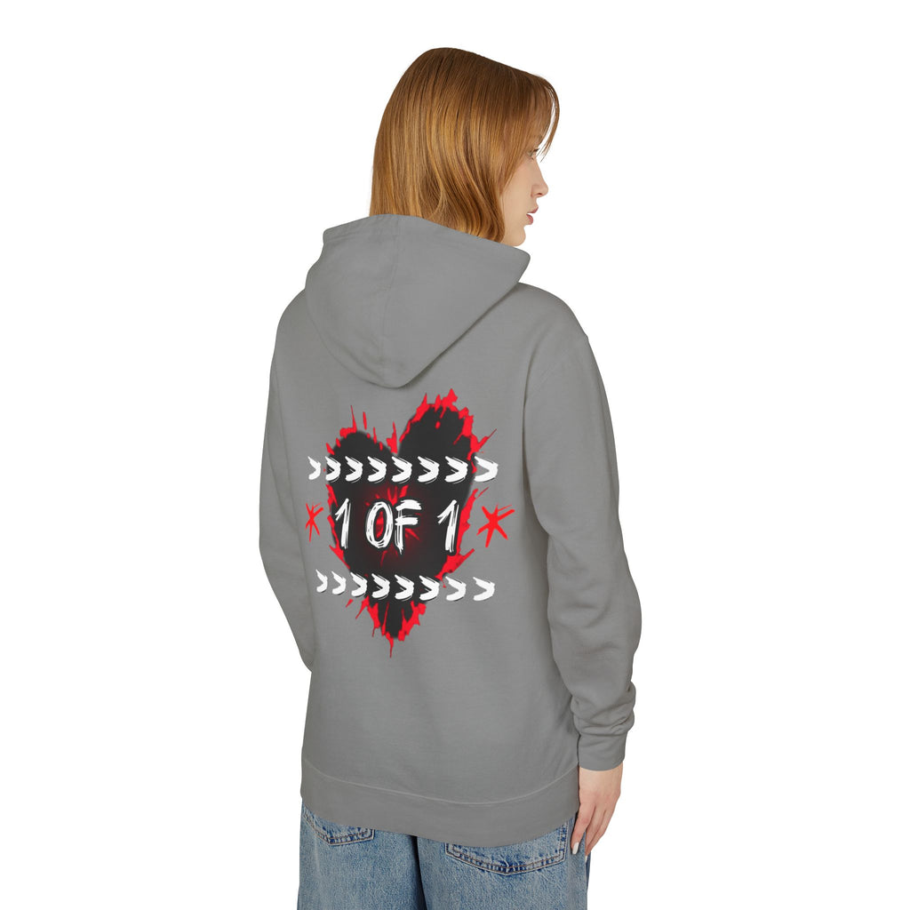 1 of 1 Heart Hoodie — Unique Graphic Lightweight Hooded Sweatshirt