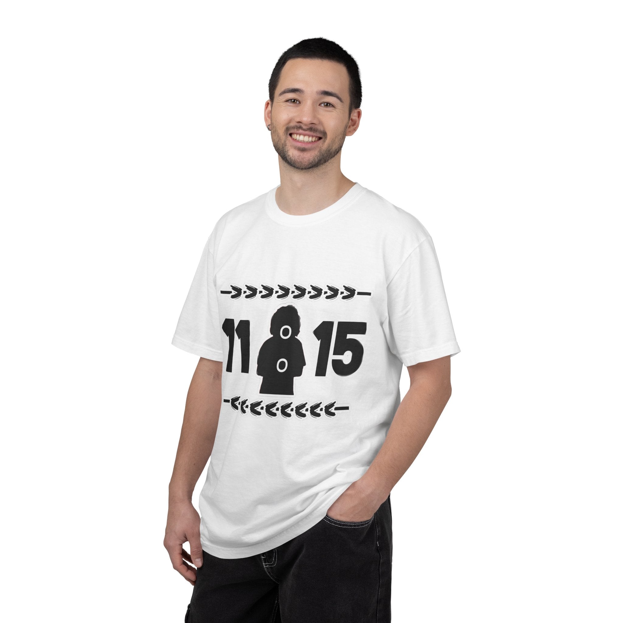 11:15 Hooded Figure Graphic T-Shirt — Minimalist Retro Streetwear