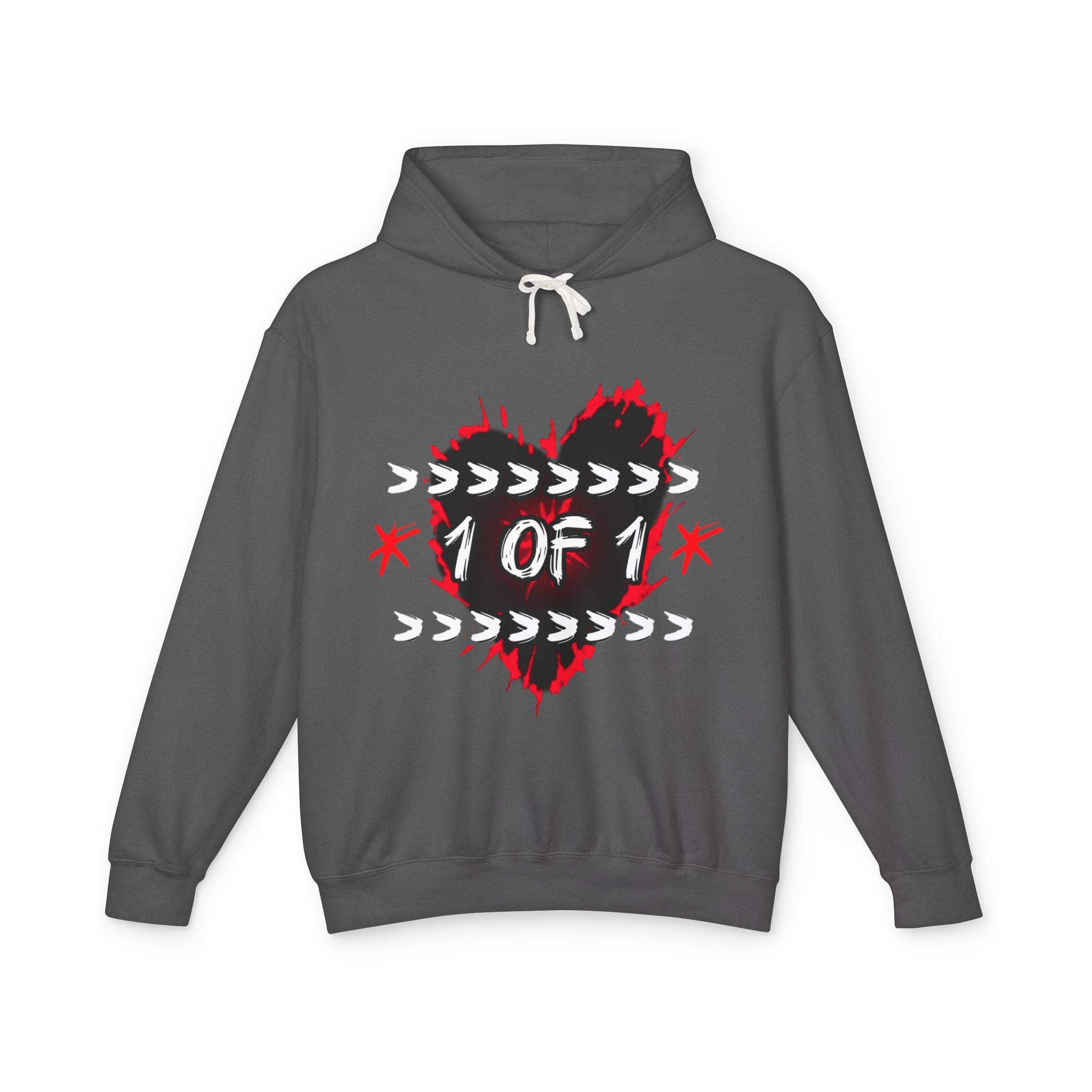 1 of 1 Heart Hoodie — Unique Graphic Lightweight Hooded Sweatshirt
