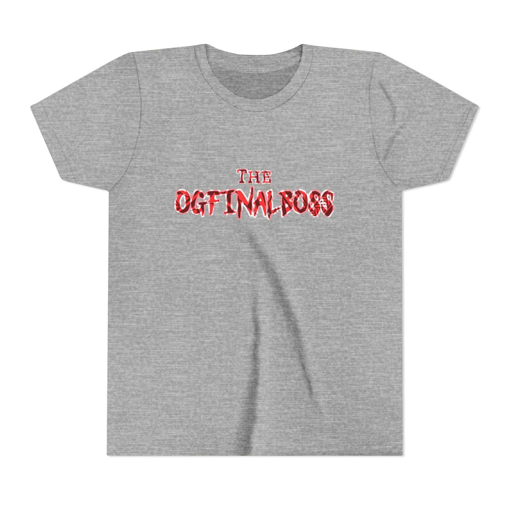 Youth Tee — “The Original Boss” Red Grunge Graphic (Angel Power)