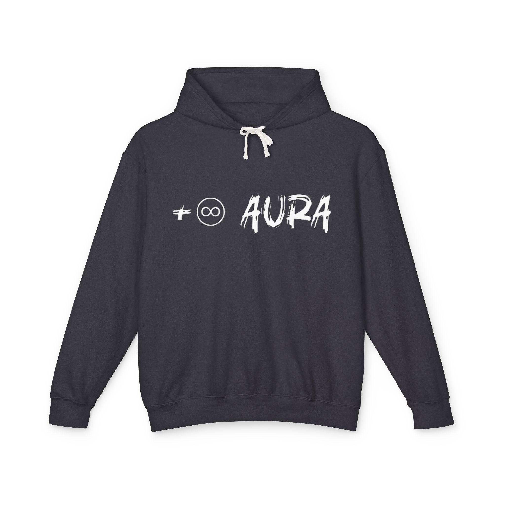Aura Hoodie — Soft Cream Lightweight Hooded Sweatshirt with Subtle "aura" Script