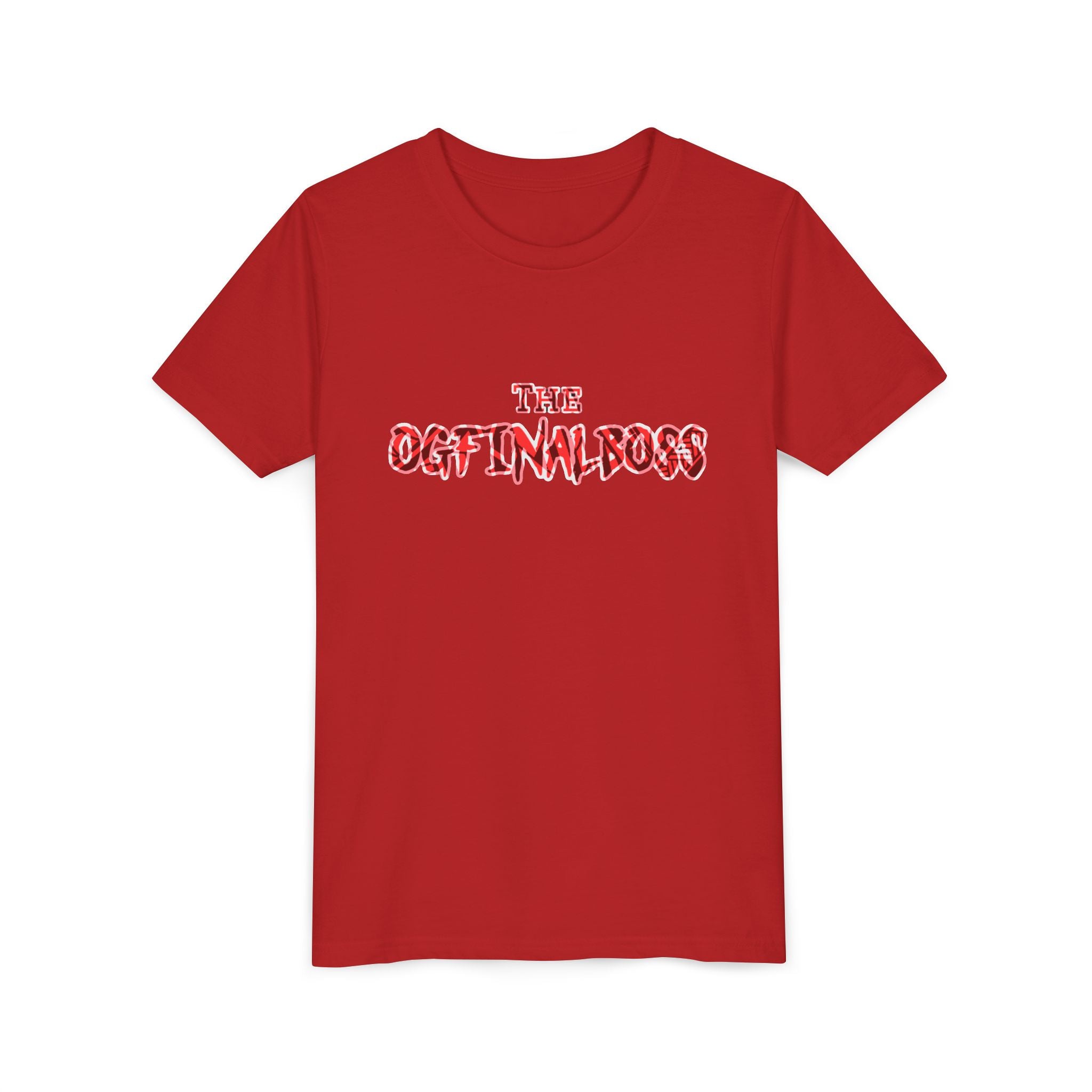 Youth Tee — “The Original Boss” Red Grunge Graphic (Angel Power)