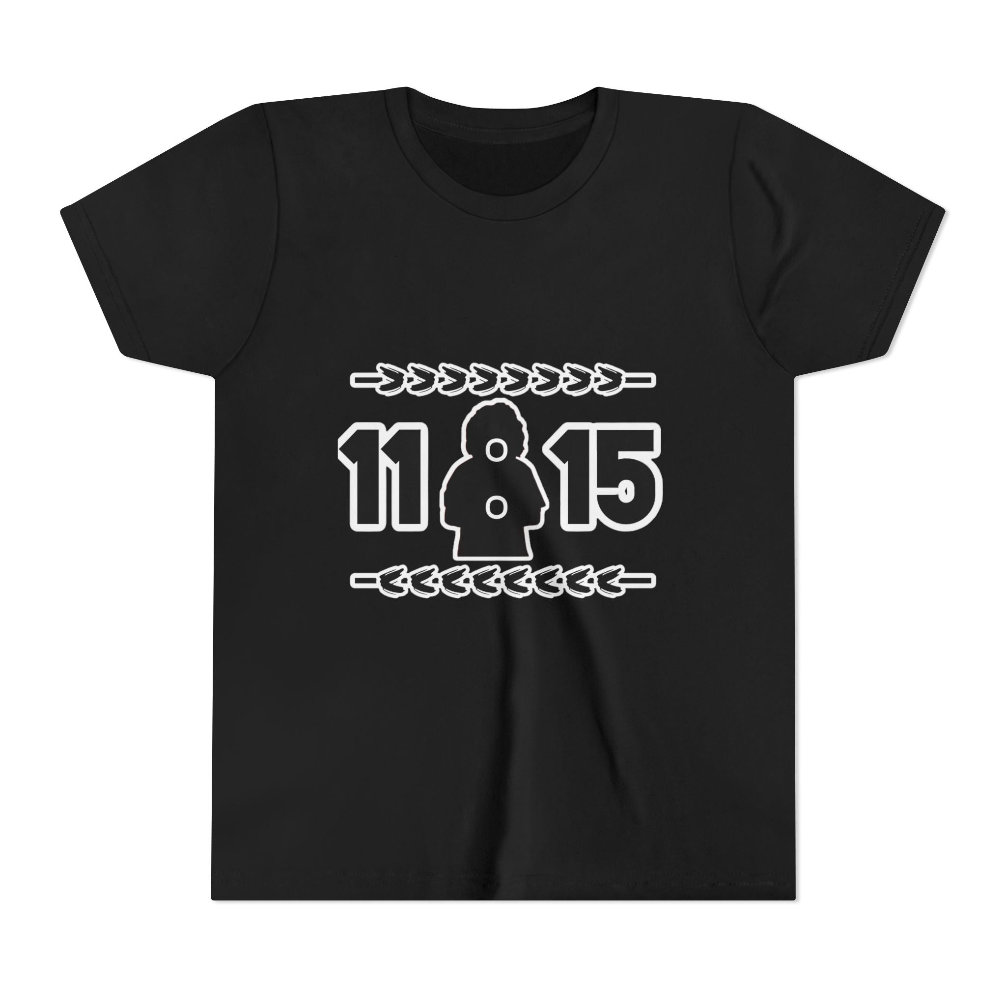 Youth Tee — '11:15' Black Silhouette Date Graphic Kids Shirt