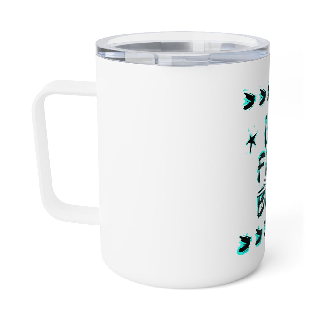 Insulated Coffee Mug — "OG Final Boss” Cyan Star Gaming 10oz Travel Mug