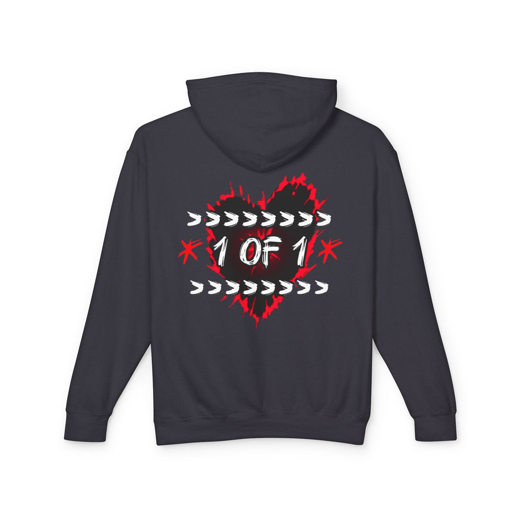 1 of 1 Heart Hoodie — Unique Graphic Lightweight Hooded Sweatshirt