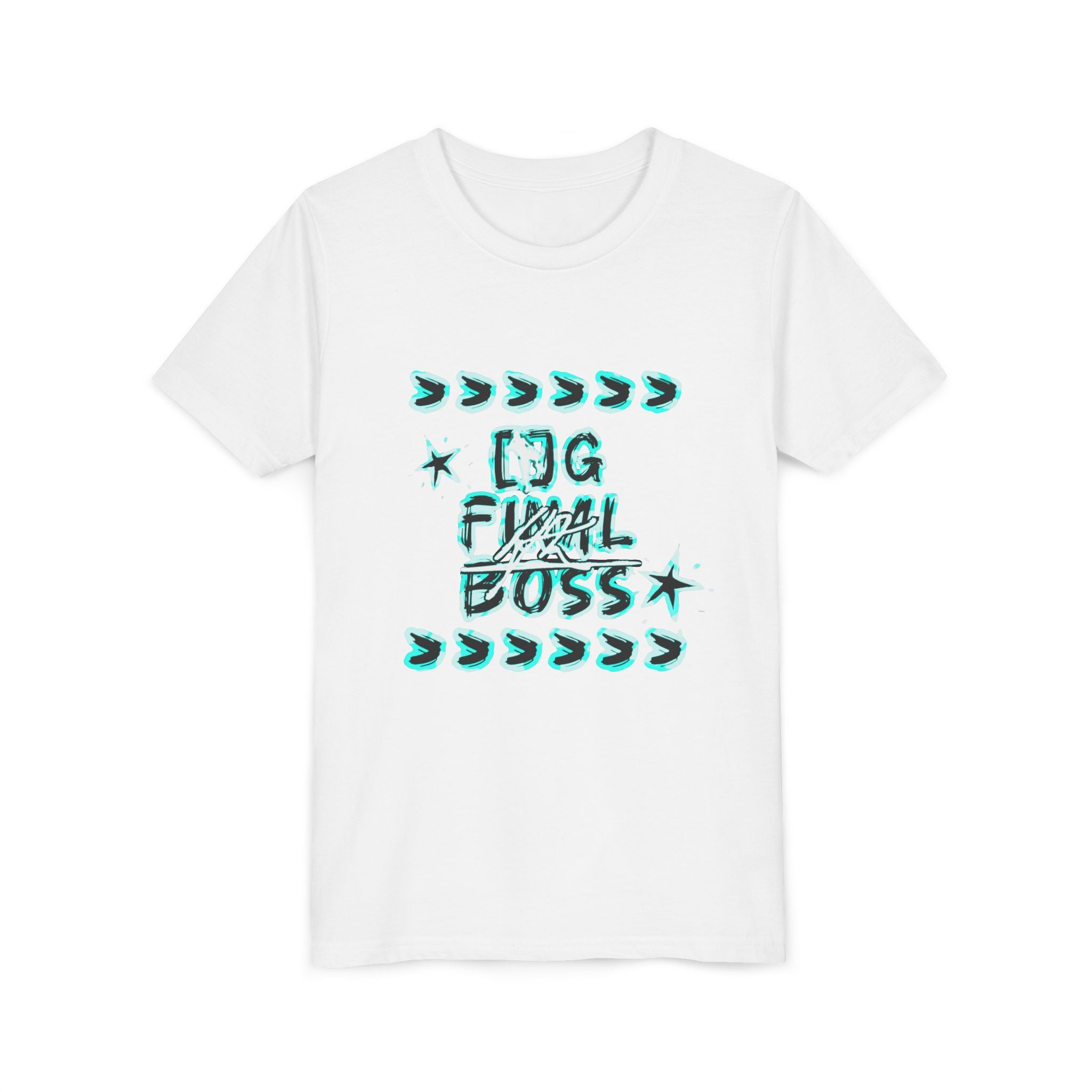 Youth Tee — "OG Final Boss" Graphic Shirt with Cyan Star Nameback