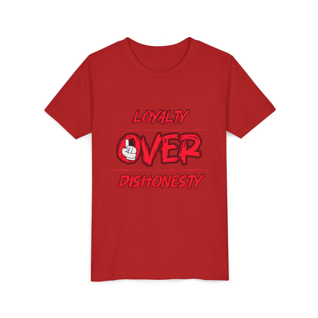 Youth Tee - "Loyalty Over Dishonesty" Graphic T‑Shirt (Red Street Style)