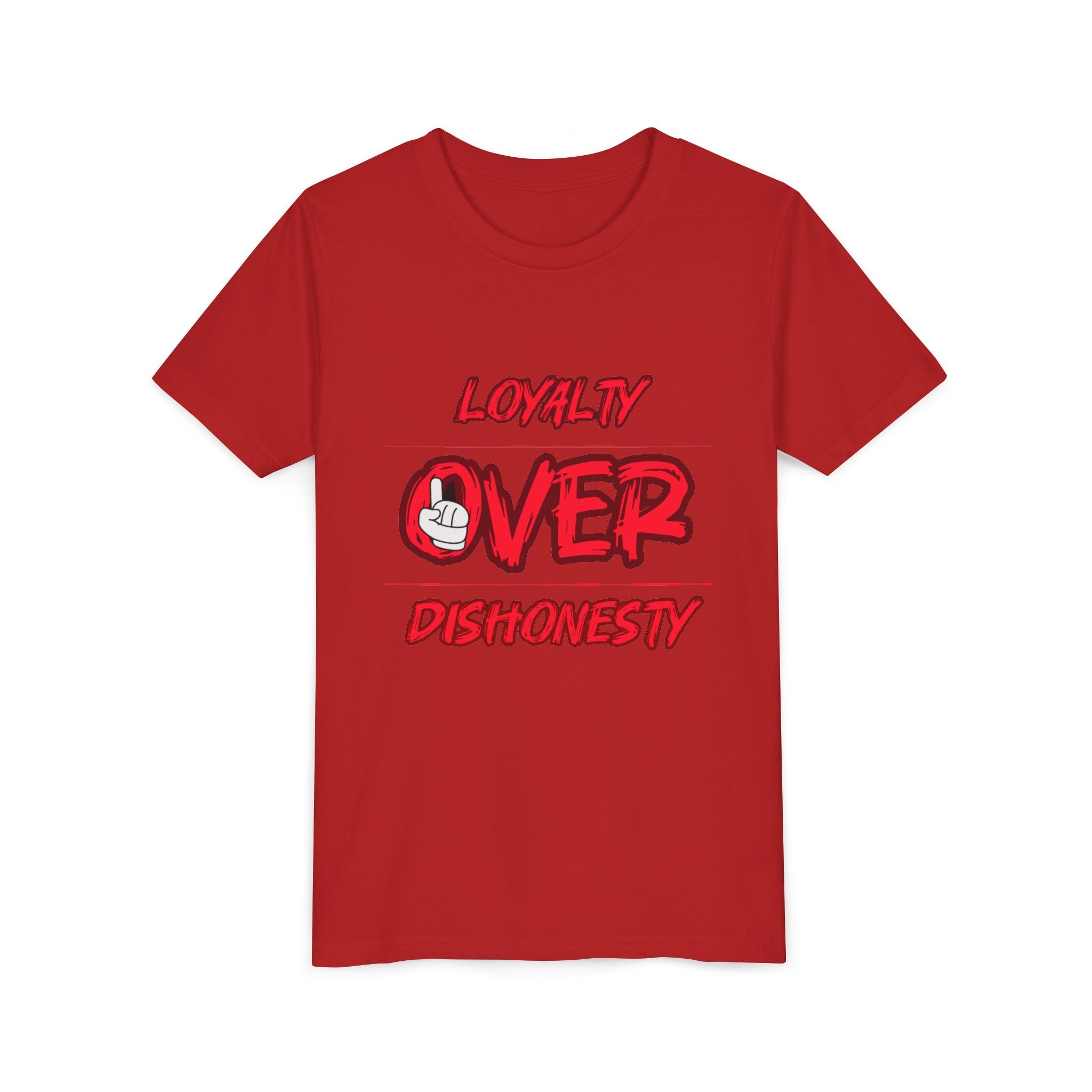 Youth Tee - "Loyalty Over Dishonesty" Graphic T‑Shirt (Red Street Style)