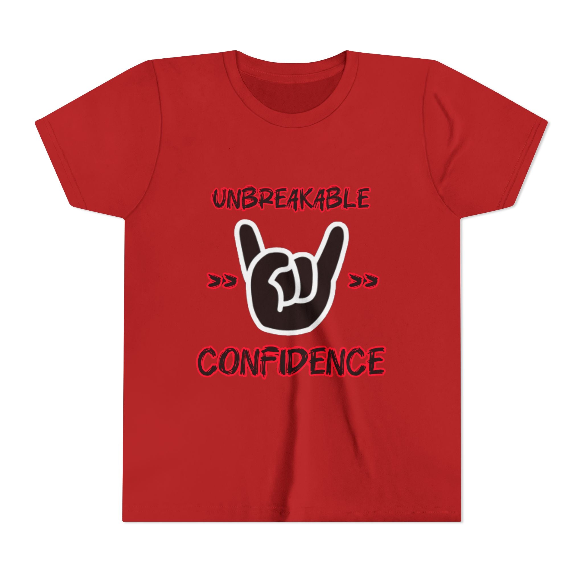 Youth Tee — "Unbreakable Confidence" Graphic Shirt with Hand Sign Design
