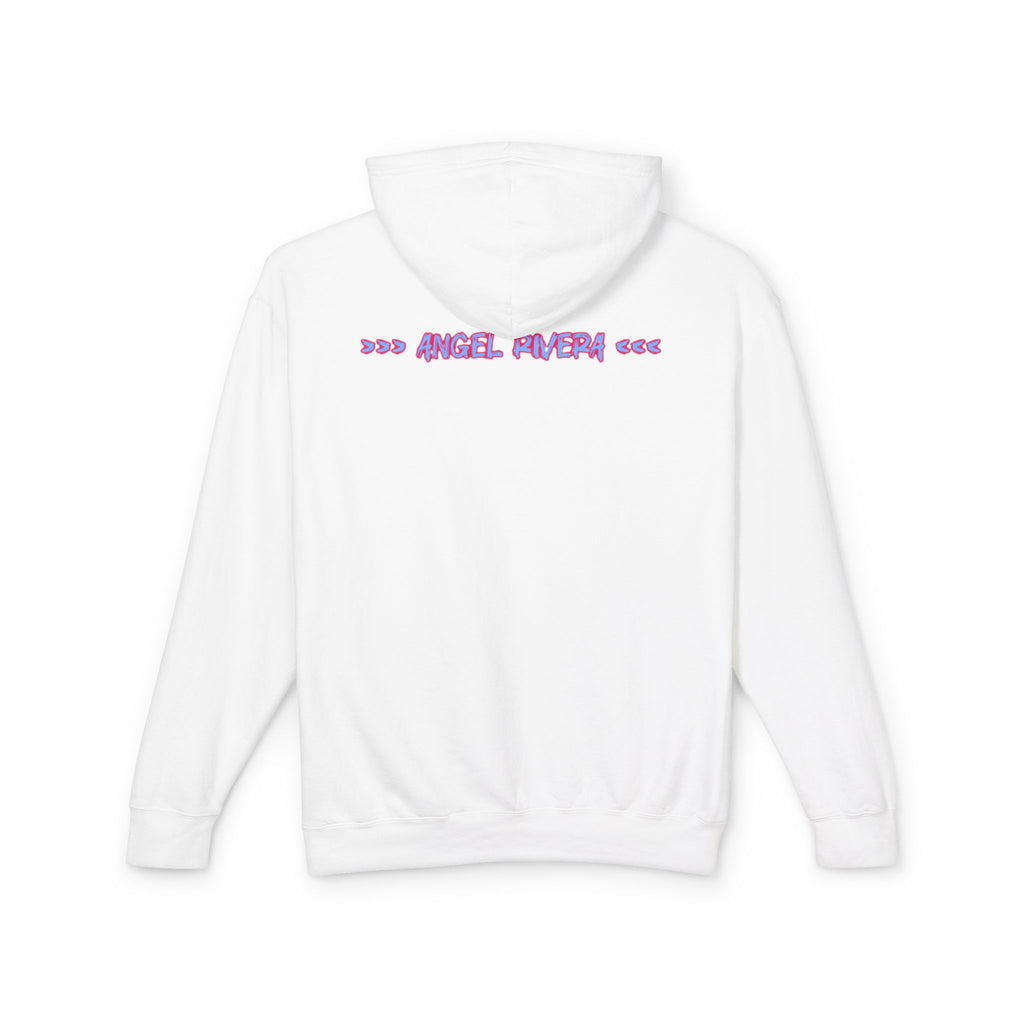 I Trust Nobody Hoodie — Neon Pink and Blue Broken Heart Graphic Hooded Sweatshirt