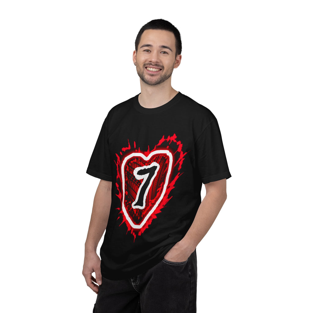 Heart Number 7 T-Shirt — Red Grunge Heart Graphic Tee