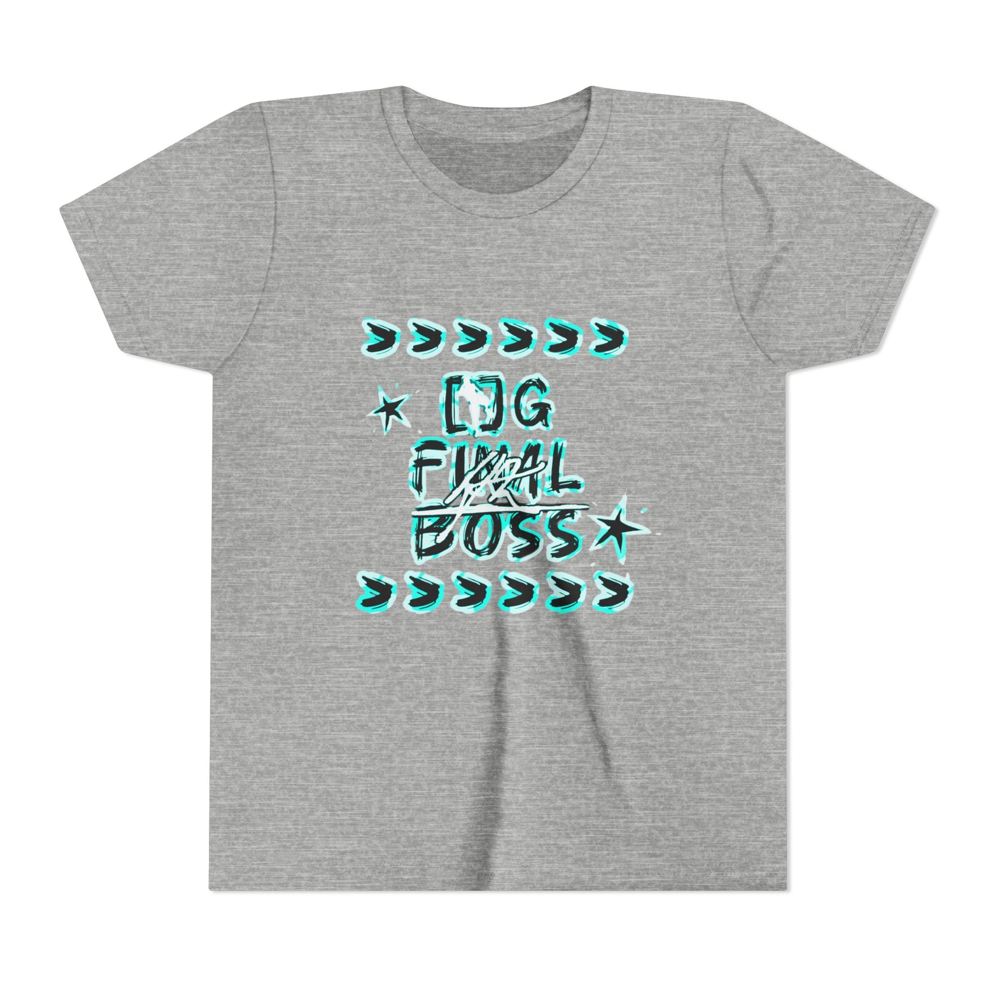 Youth Tee — "OG Final Boss" Graphic Shirt with Cyan Star Nameback