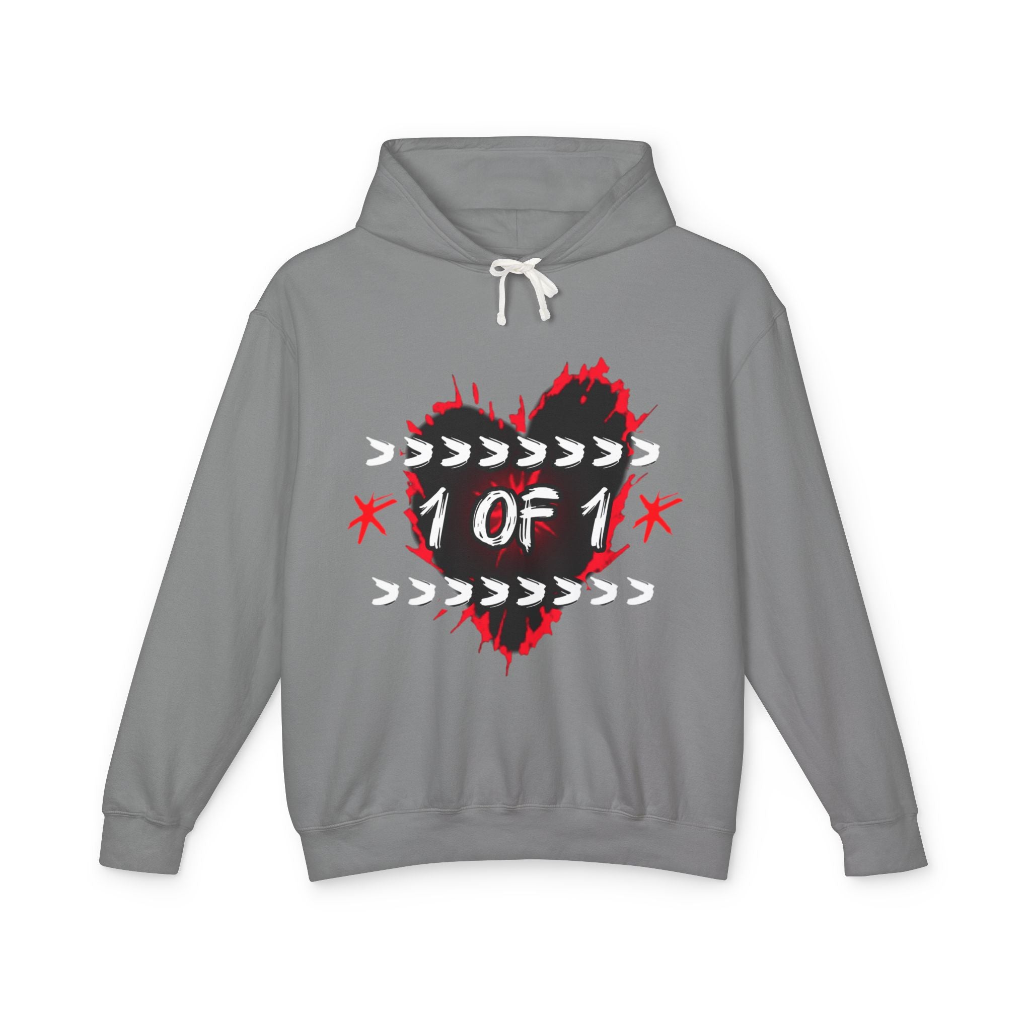 1 of 1 Heart Hoodie — Unique Graphic Lightweight Hooded Sweatshirt