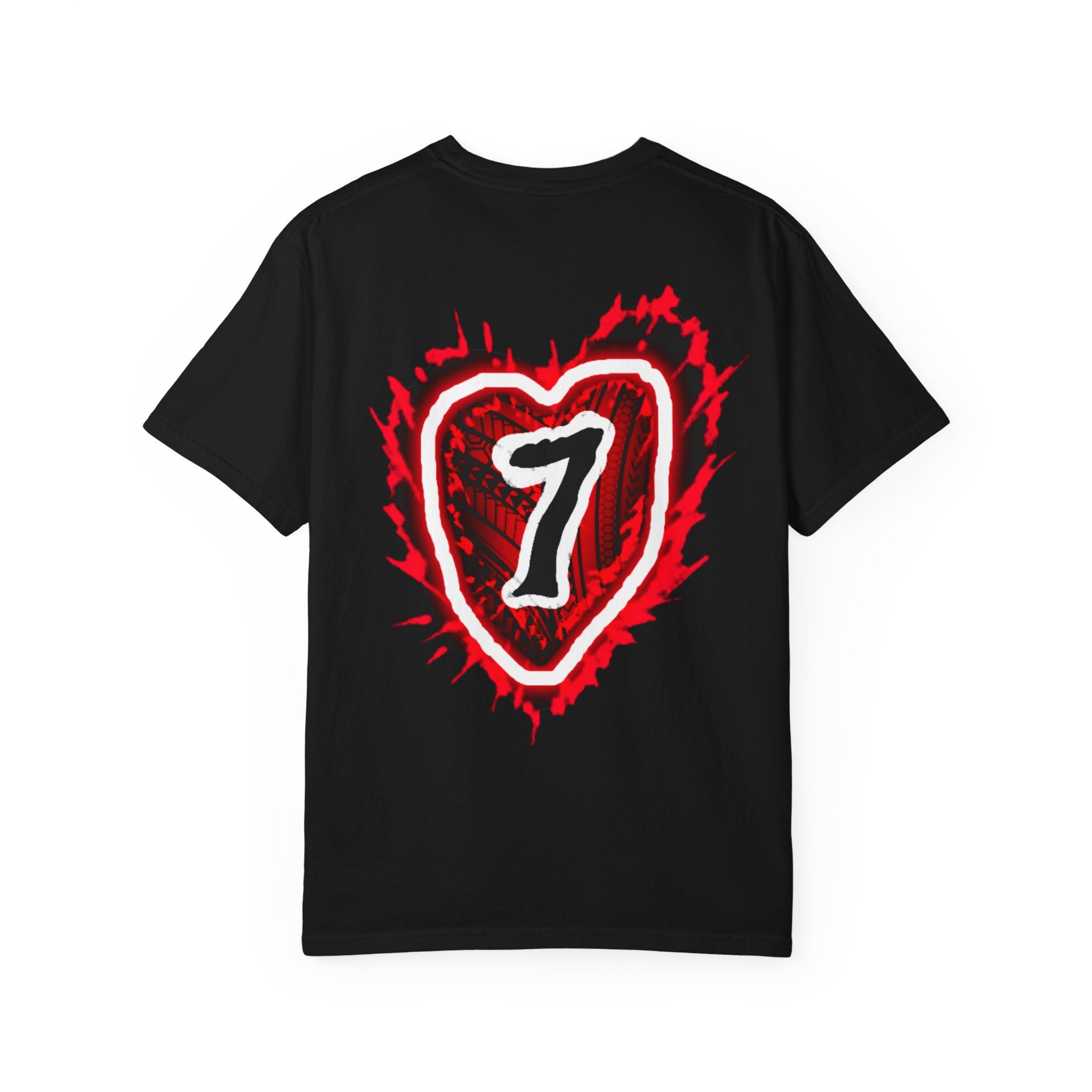 Heart Number 7 T-Shirt — Red Grunge Heart Graphic Tee