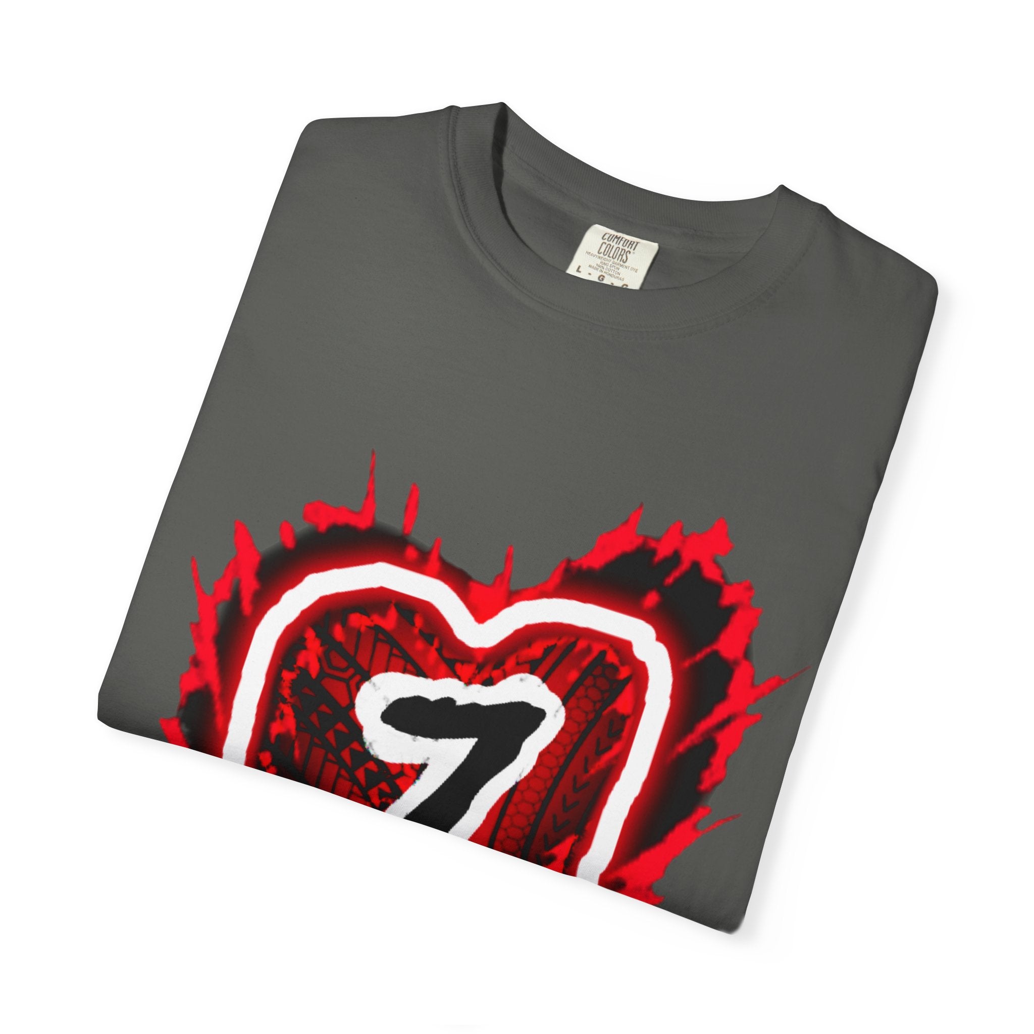 Heart Number 7 T-Shirt — Red Grunge Heart Graphic Tee