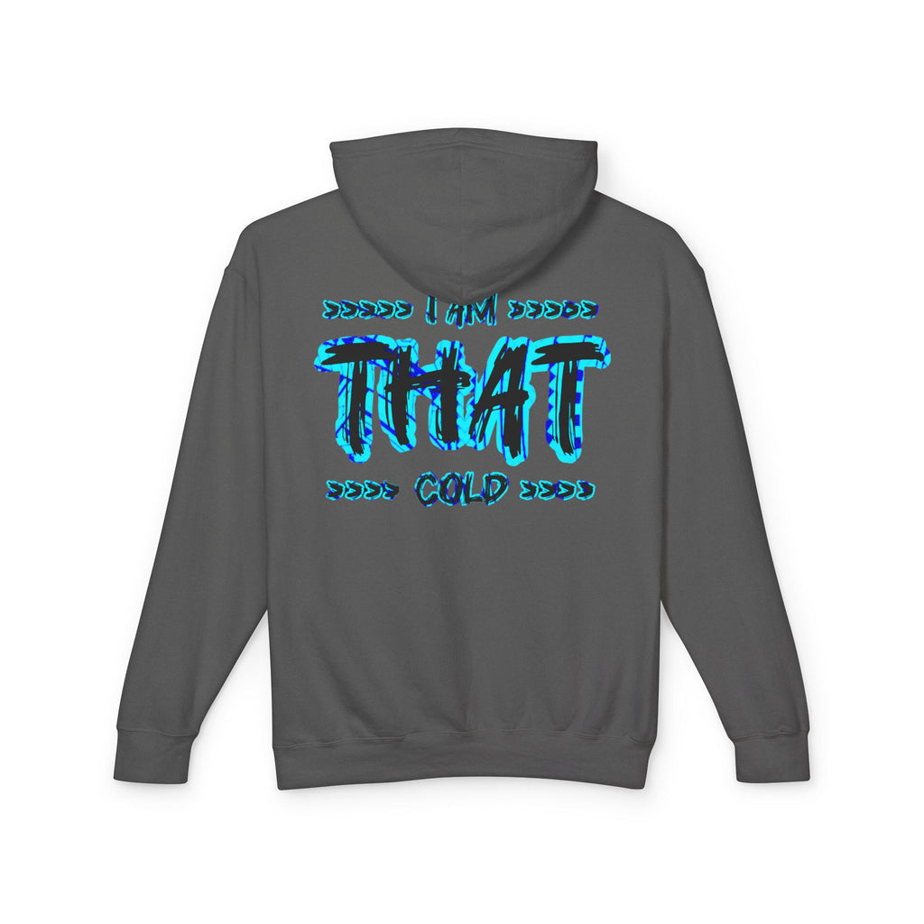 "I AM THAT COLD" Unisex - Streetwear - Neon Blue Graphic Lightweight Hooded Sweatshirt