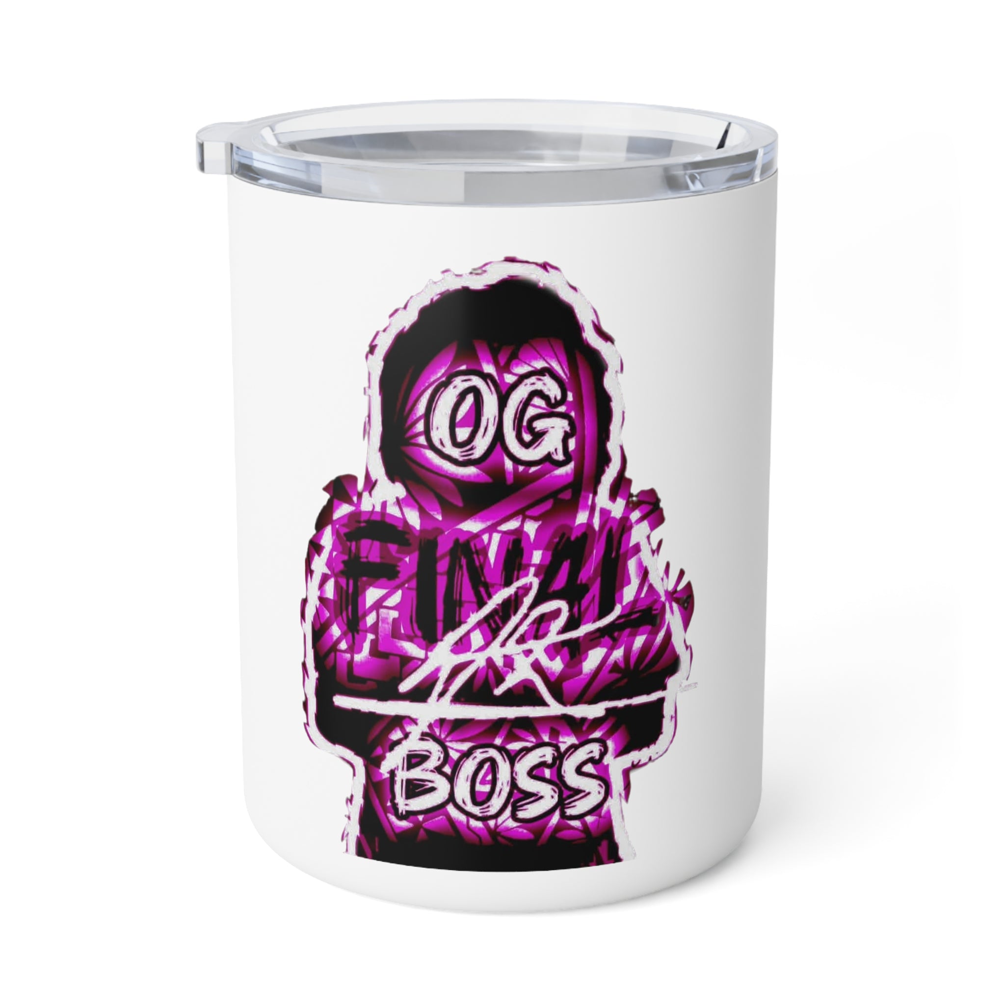 OG Final Boss Insulated Coffee Mug — 10oz Hot Pink Hoodie Graphic Travel Mug