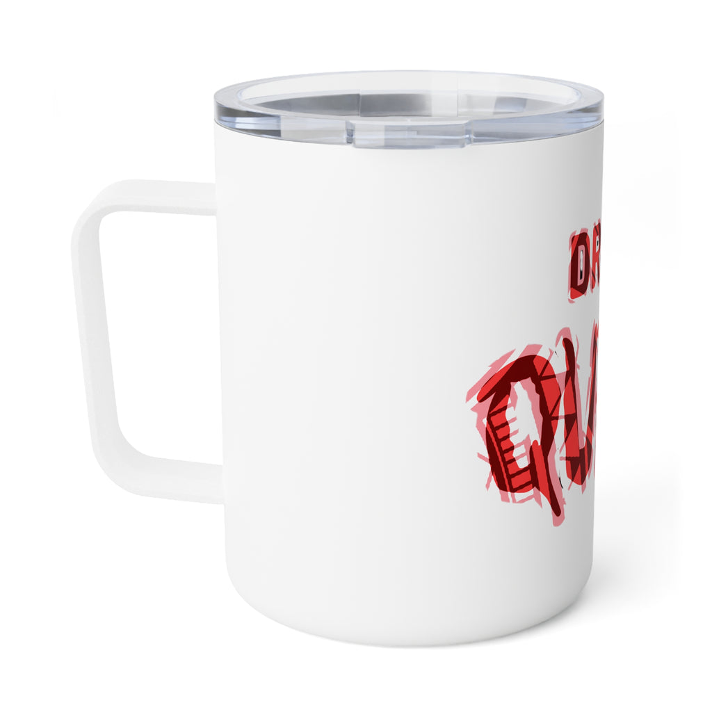 Drama Queen 10oz Insulated Coffee Mug — Funny Red Script Travel Tumbler