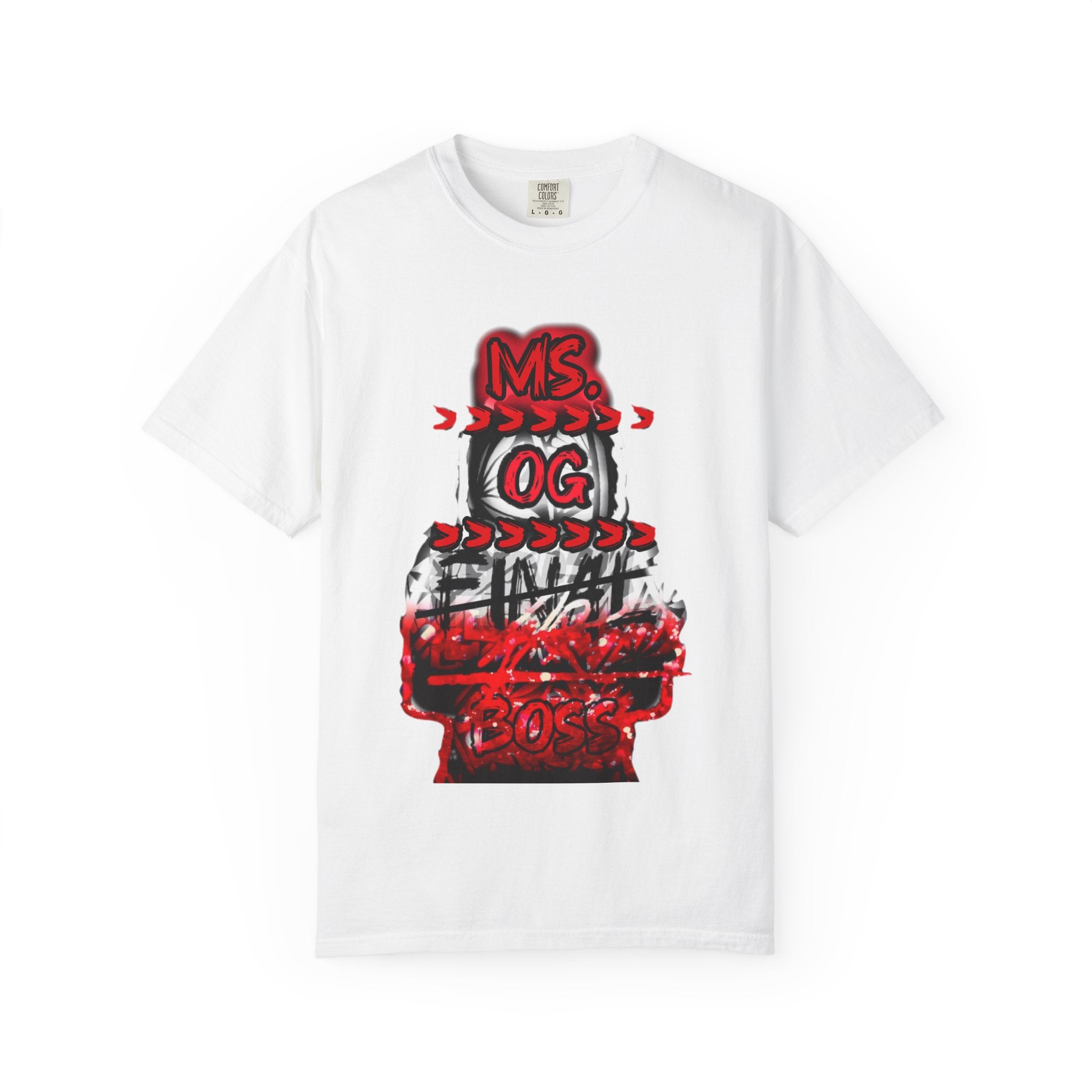 Ms. OG final Boss Graphic T-Shirt — Red Distressed Streetwear Tee