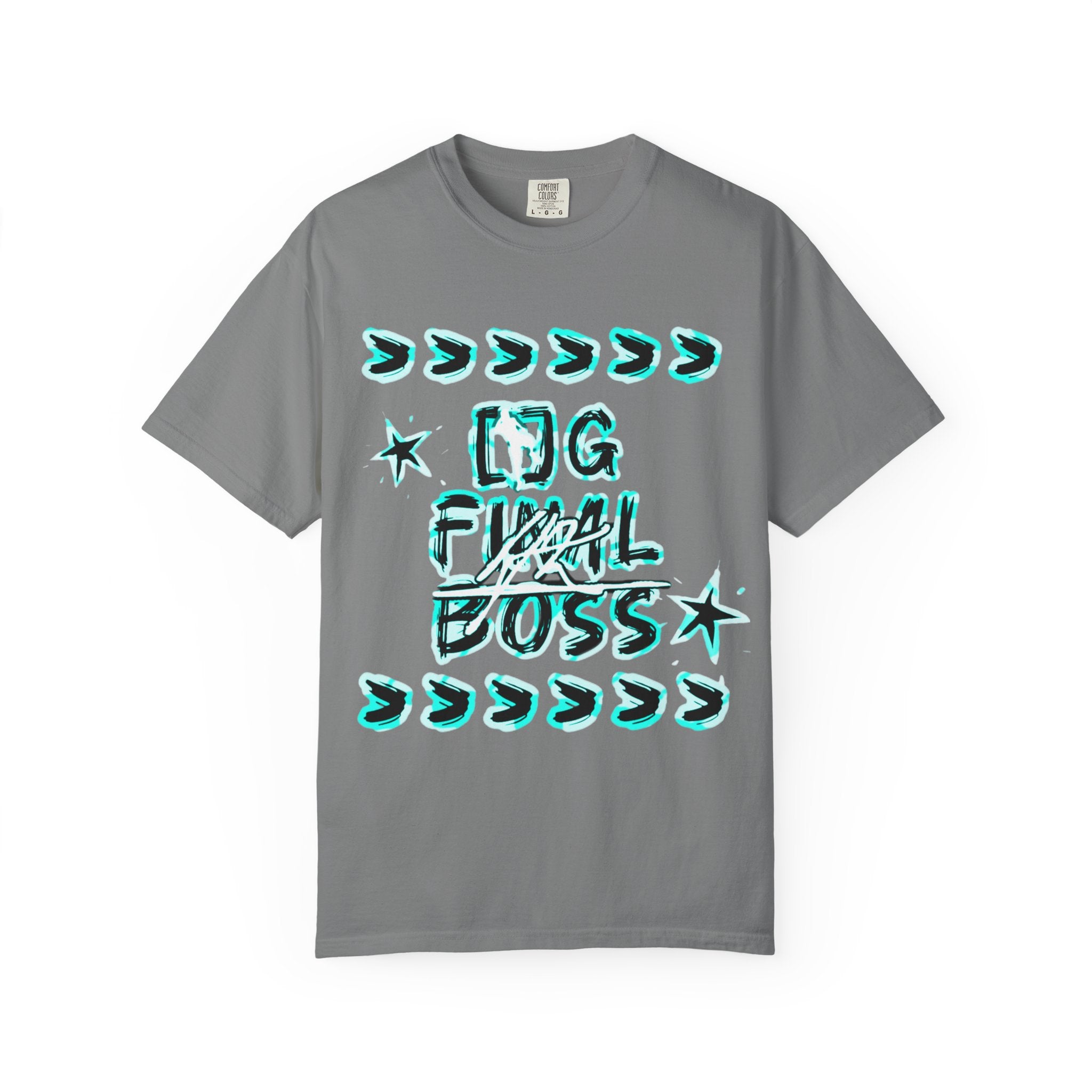 OG Final Boss Graphic Cyan star designed T-shirt - Streetwear