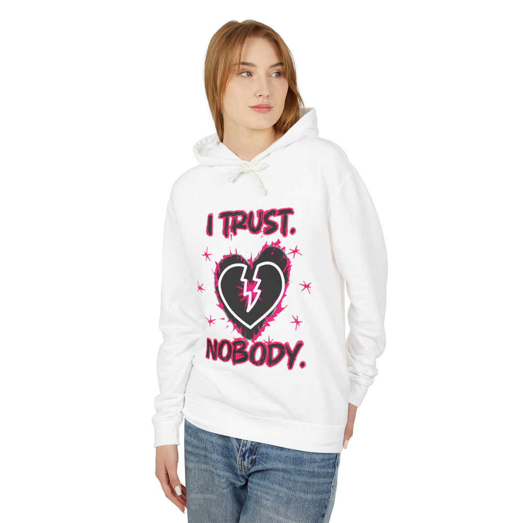I Trust Nobody Hoodie — Broken Heart Graphic Lightweight Sweatshirt