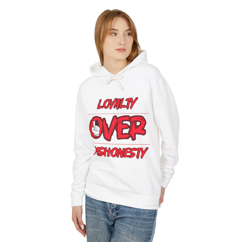 Hoodie — "Loyalty Over Dishonesty" Graphic Pullover