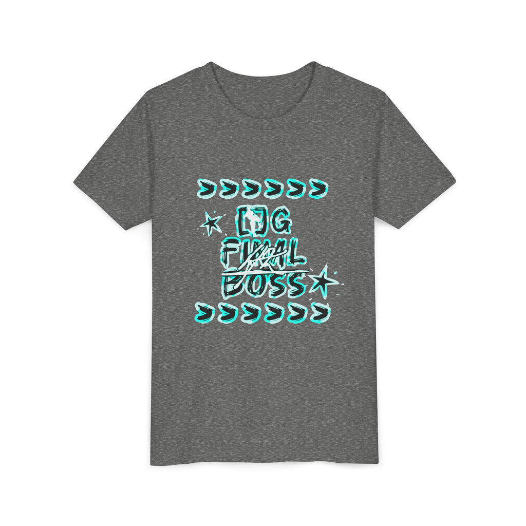 Youth Tee — "OG Final Boss" Graphic Shirt with Cyan Star Nameback